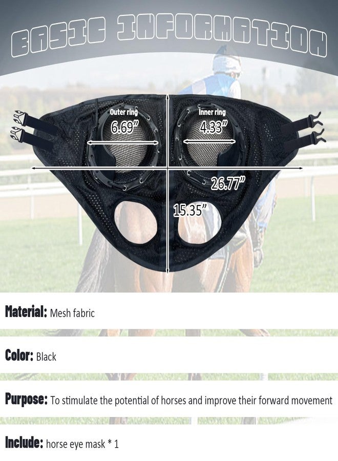 La La Pet Racing Blinkers for Horses Protective Net Horse Goggles Half Head Mask Harness Equipment for Fly Control Horse Eye Cover for Sand Protection - Image 4